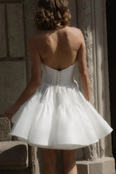 Simple Ivory with Ruffles Wedding Dress Modern Sleeveless Bow Satin Mermaid Court Train Bridal Gown Princess Vestido De Novia
